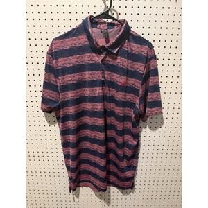 Adidas Men’s NVLTY Core Golf Polo T-Shirt – Size Large – Blue with Salmon/Coral